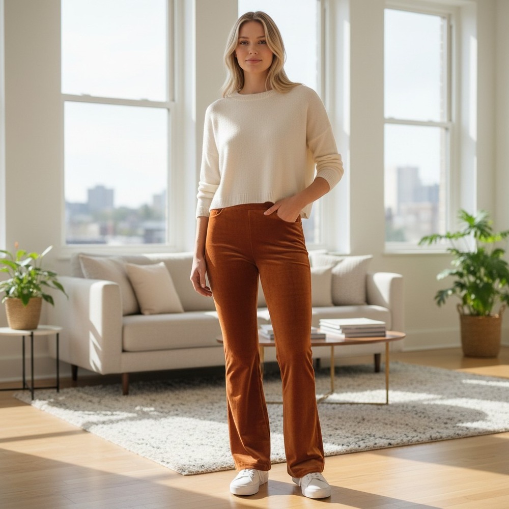 Sadie & Sage Corduroy High‎ Waisted Brown Pants Small